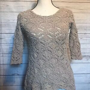 J Jill cotton crochet pullover sweater